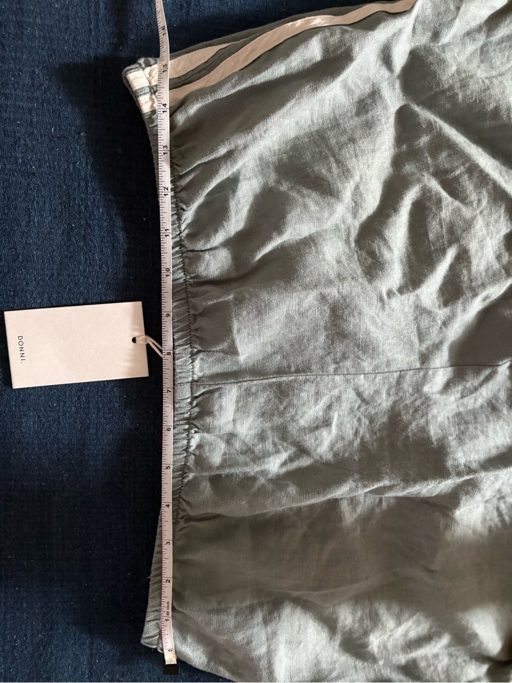 Donni Linen Crop Stripe Pant, Sage Green, L - Picture 4 of 5